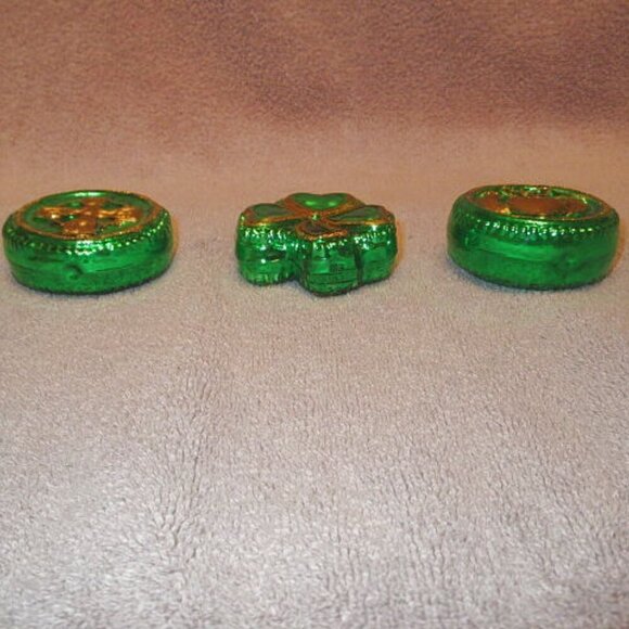 Vtg Blown Glass Chrismtas Ornaments Glitter Irish Celtic Cross Claddagh Shamrock - Picture 4 of 10